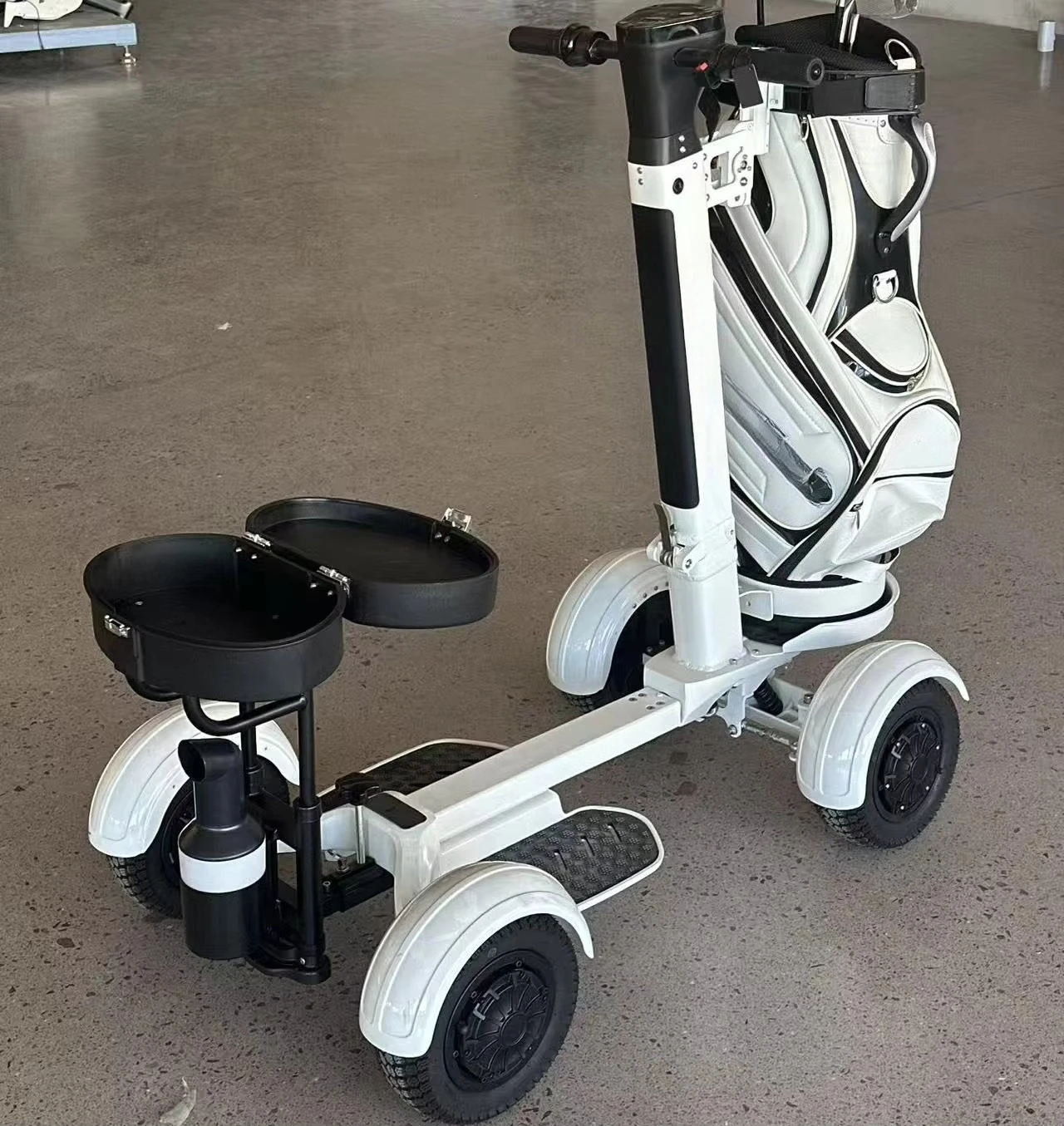 2026 أحدث تصميم حقيبة جولف سحب دفع عربة سبائك الألومنيوم 4 عجلات دفع عربة الغولف مع حامل المظلة #6