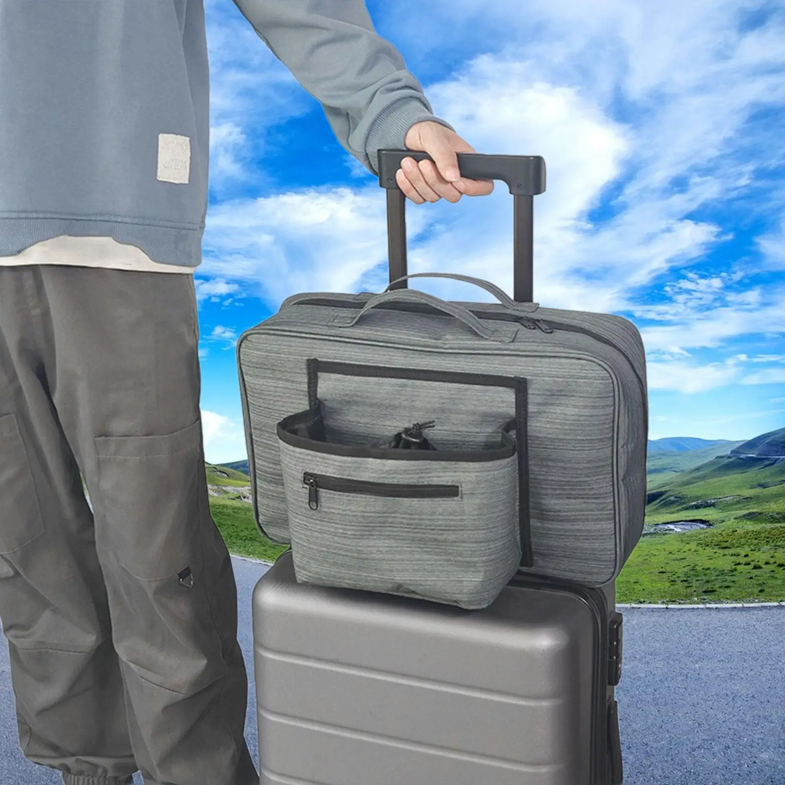 

Waterproof Suitcase Drinks Beverage Holder, Oxford Cloth Suitcase Drink Carrier for Suitcase Coat Blanket