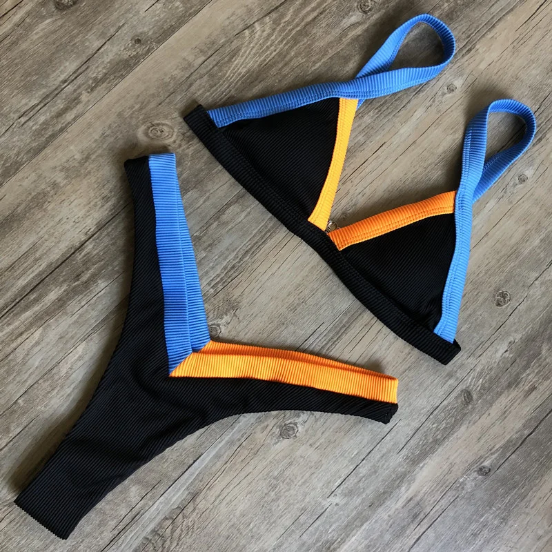 Bikini de plage taille haute fendu, maillot de bain sexy, bikini élastique, style simple, nouvelle technologie de tissu, triangle, 2023