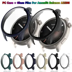 Glass Film + Case for Amazfit Balance PC All-around Bumper Protective Cover Cases + Screen Protector for Amazfit Balance A2286