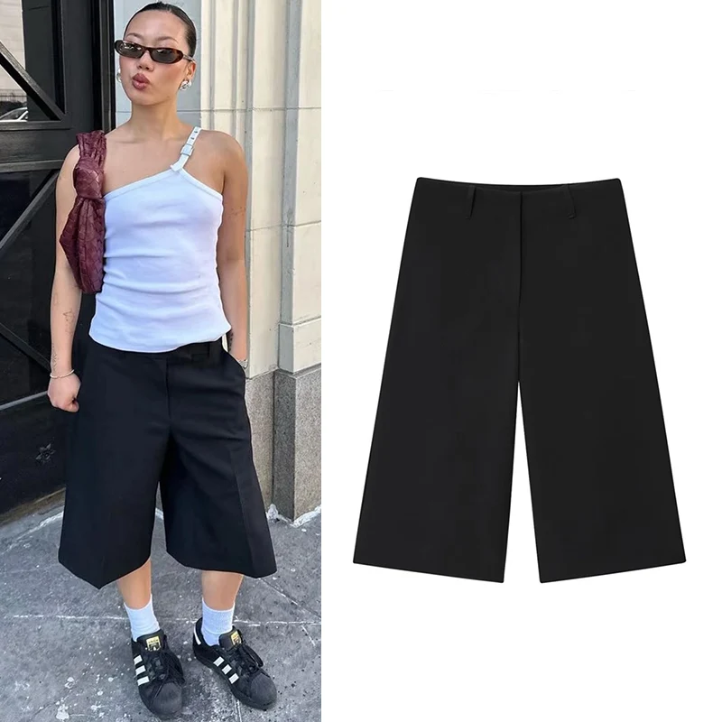 Shorts décontractés pour femmes, Nouvelle collection été 2026, Noir, coupe courte, simples, tendance, polyvalents, pour le quotidien, avec une touche de personnalité
