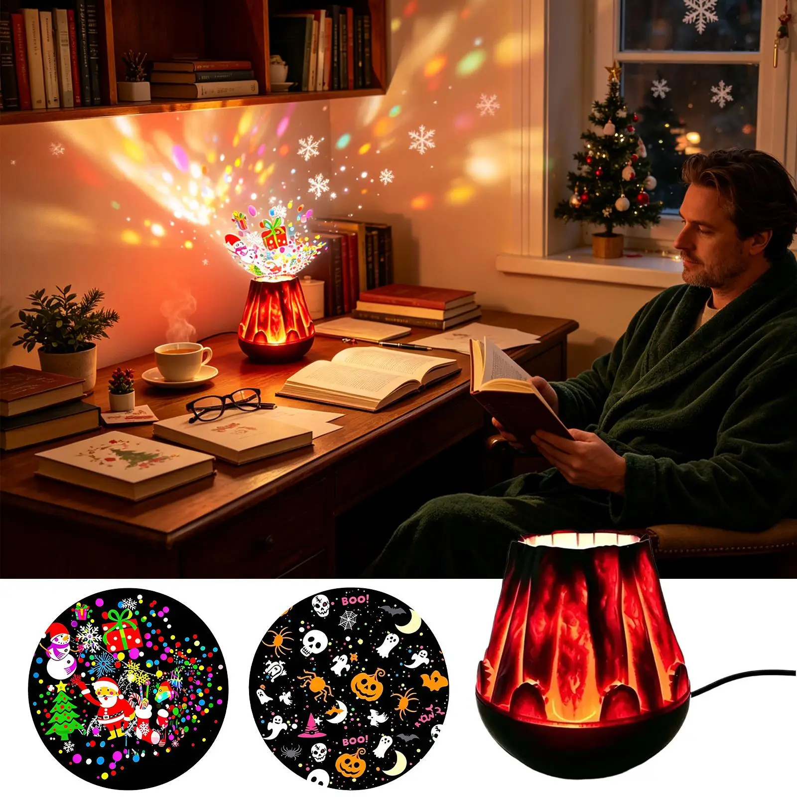 Christmas Projector Lights Indoor Flame Snowflake Decorative Projector Indoor Christmas Decorative Lights For Holiday Party Home
