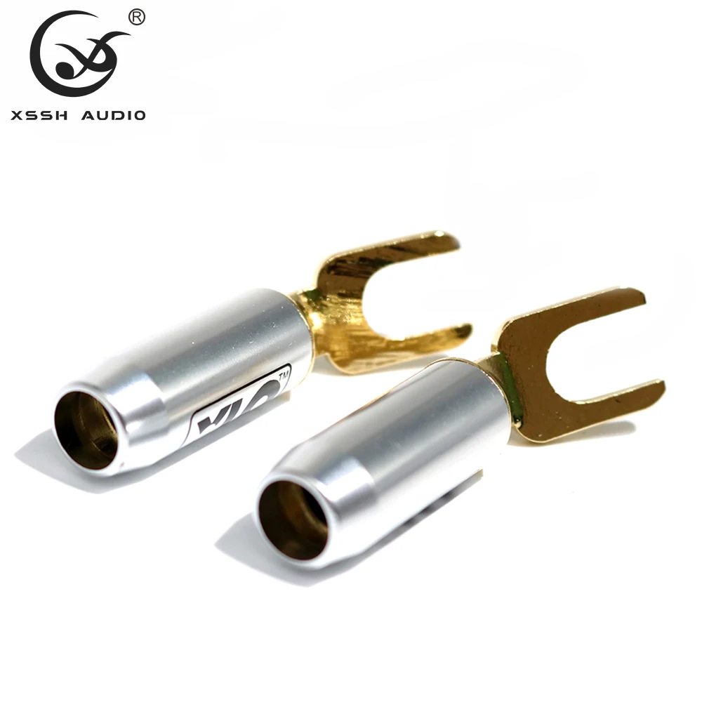 Штепсельная Вилка U Y Spade XSSH YIVO 8/16pcsXLO HIFI с латунным покрытием золотого цвета 10 мм, Мужская стандартная мощность, искусственный штекер типа банан