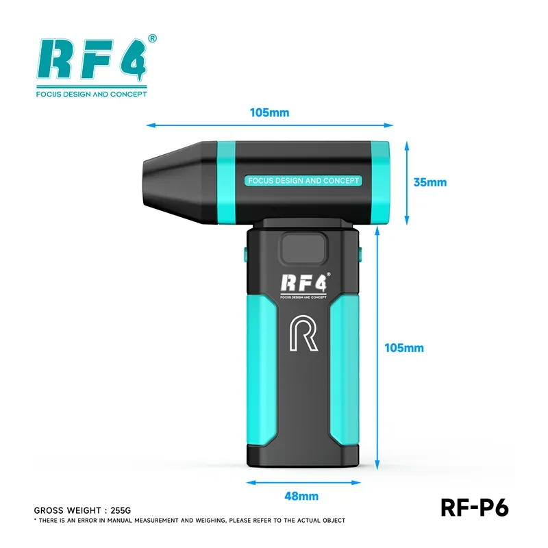 RF4 RF-P6 USB-C Portable Fast Speed Fan, 6 Speeds for PCB Repair Cooling & Outdoor Night Light, Workshop Tool Kit Set