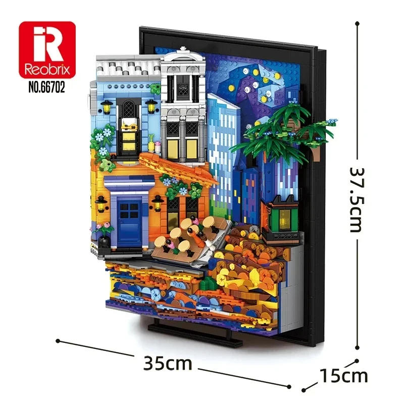 2678PCS Night Sky Cafe Picture Frame Building Blocks With LED Lights Idea Home Decoration Wall Hanging Holiday Gifts For Adult