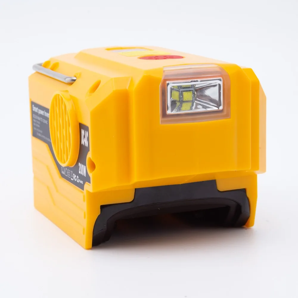 Imagem -06 - Inversor de Energia de 200 w para Íon de Lítio Dewalt 18 v 20 v Adaptador de Bateria com Saída ca de 110 V230 v com Luz Led Usb sem Bateria