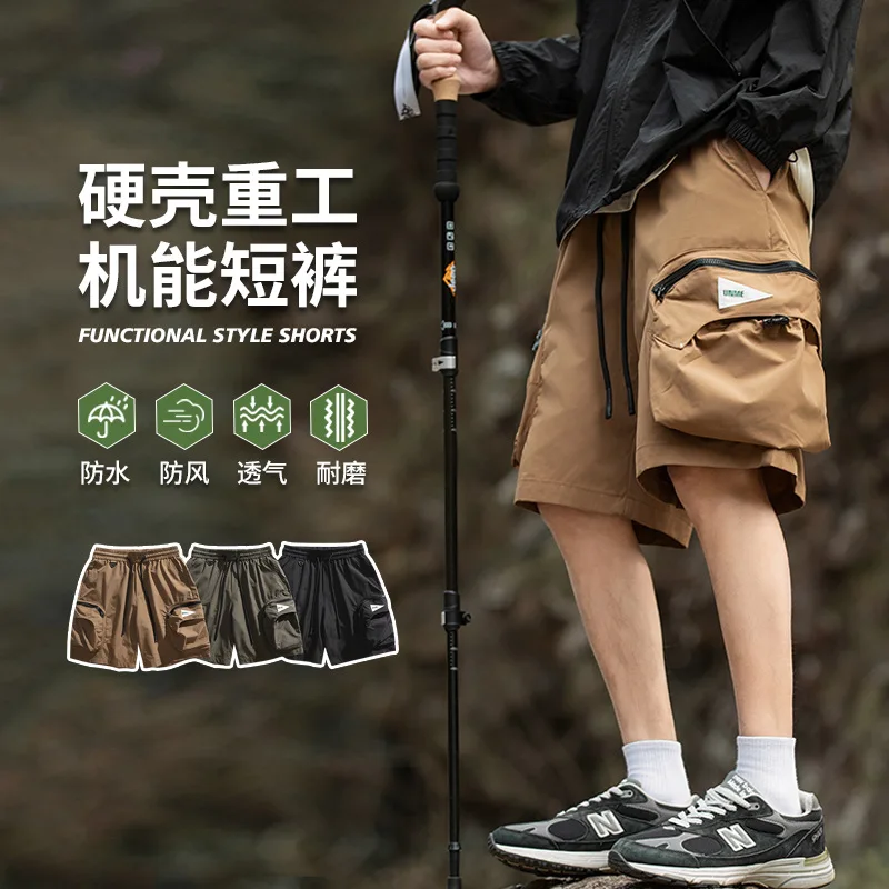 Men's Outdoor Hiking Shorts Quick Dry Travel Cargo Shorts Tactical Golf Fishing Shorts with Zipper Pockets