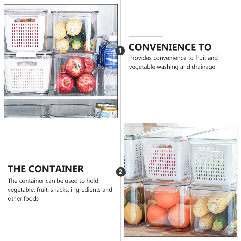 

Premium Abs Food Storage Drainage Fridge Container Vegetable Fruit Fresh Box Food Drainage Container Compact Preservation