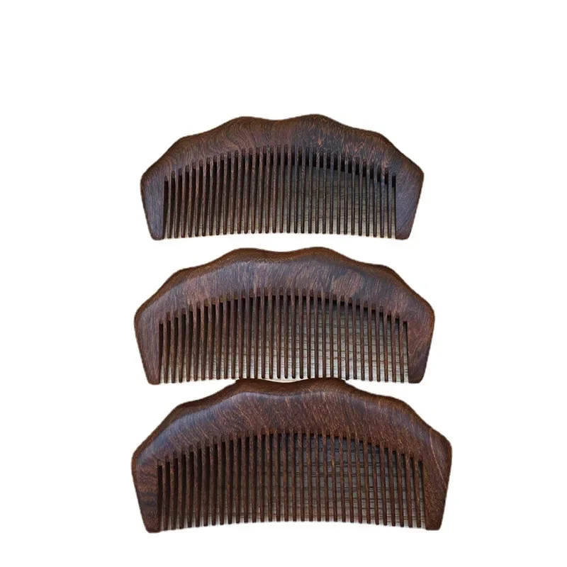 

1pc Natural Sandalwood Comb Anti-Static Head Acupuncture Point Structure Fine Tooth Hair CombsMassage Black Gold Gifts Wholesale