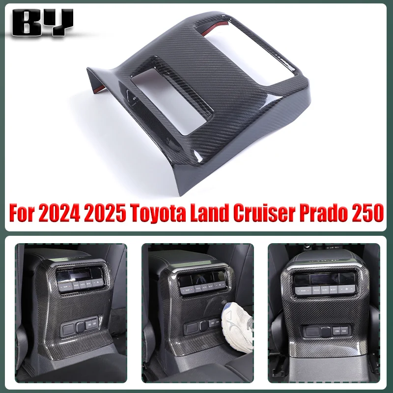 

For Toyota Land Cruiser 250 Prado 2024 2025 Car Rear Air Conditioning Vent Outlet Cover Real Carbon Fiber Accessories
