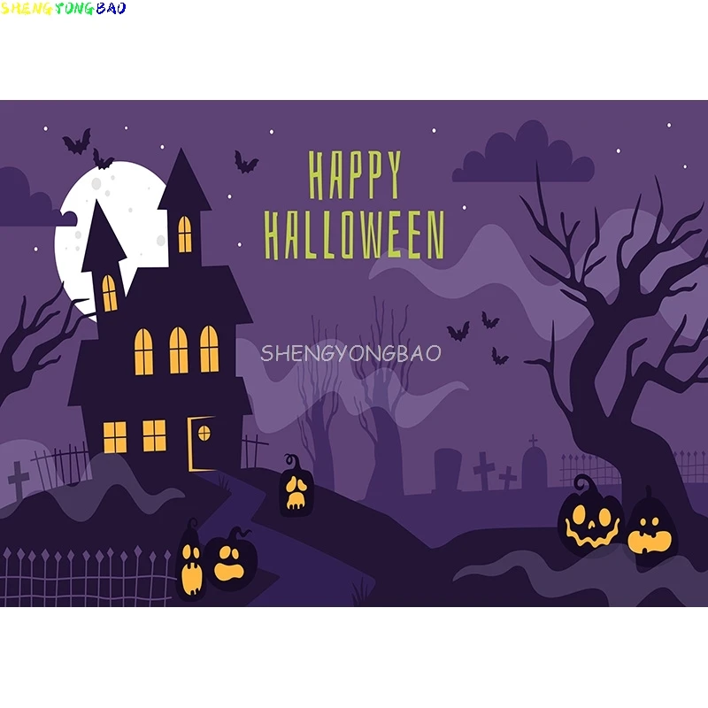 خلفية قلعة حجر القبر للهالوين ، فانوس ، صورة قمر ، تصوير فوتوغرافي ، مستلزمات استوديو الصور ، خلفية اليقطين #3