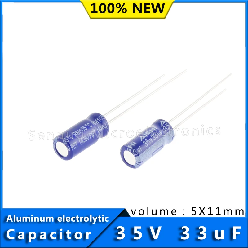 20Pcs 35V 33UF 5*11 5x11 mm Aluminum Electrolytic Capacitors 33uf 35V High Frequency Low Resistance Electrolytic Capacitors