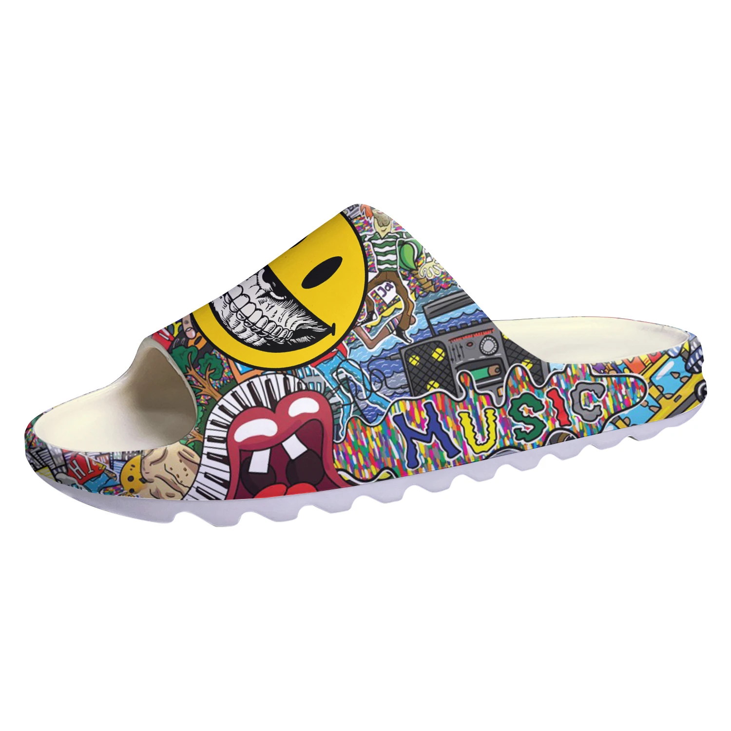 Zapatos de agua personalizados con graffiti para hombres y mujeres, zuecos de suela suave para el hogar, sandalias de paso para adolescentes, arte callejero