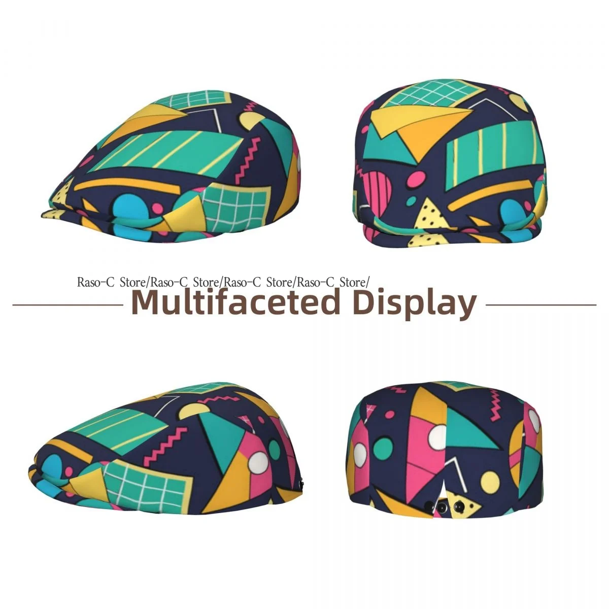 Adult Flat Cap Abstract Memphis Geometric Retro Unisex British Style Newsboy Cap Ivy Peaked Hat Casual Outdoor Driving Beret Hat