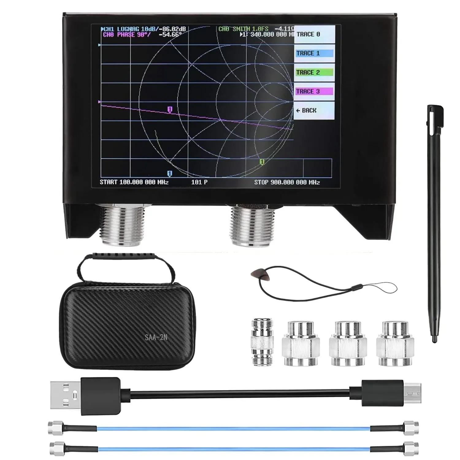 

NanoVNA SAA-2N VNA Antenna Analyzer Metal Case 4inch Display 50KHz -3GHz Vector Network Analyzer HF VHF UHF Nano VNA 3000mAh