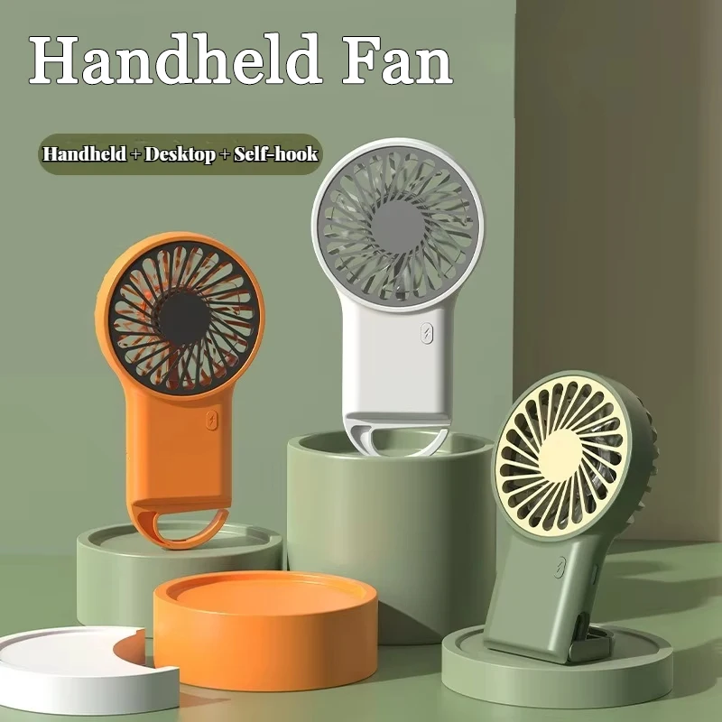 Handheld Foldable Mini Fan Desktop USB Charging Fan With Carabiner Hiking Clip-On Compact Fan Summer Heat Relief Travel Fan