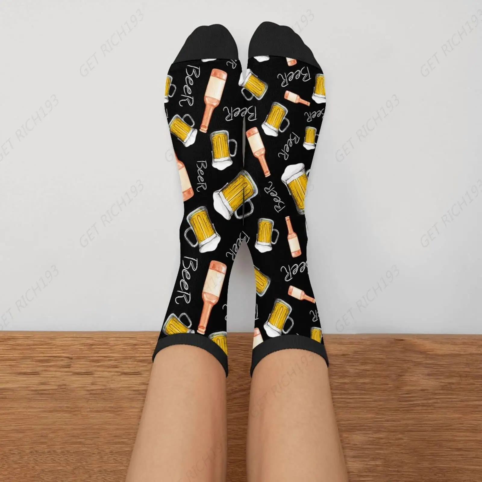 Beer Bottles Crew Novelty Socks Casual Funny Crazy Athletic Dress Socks Unisex