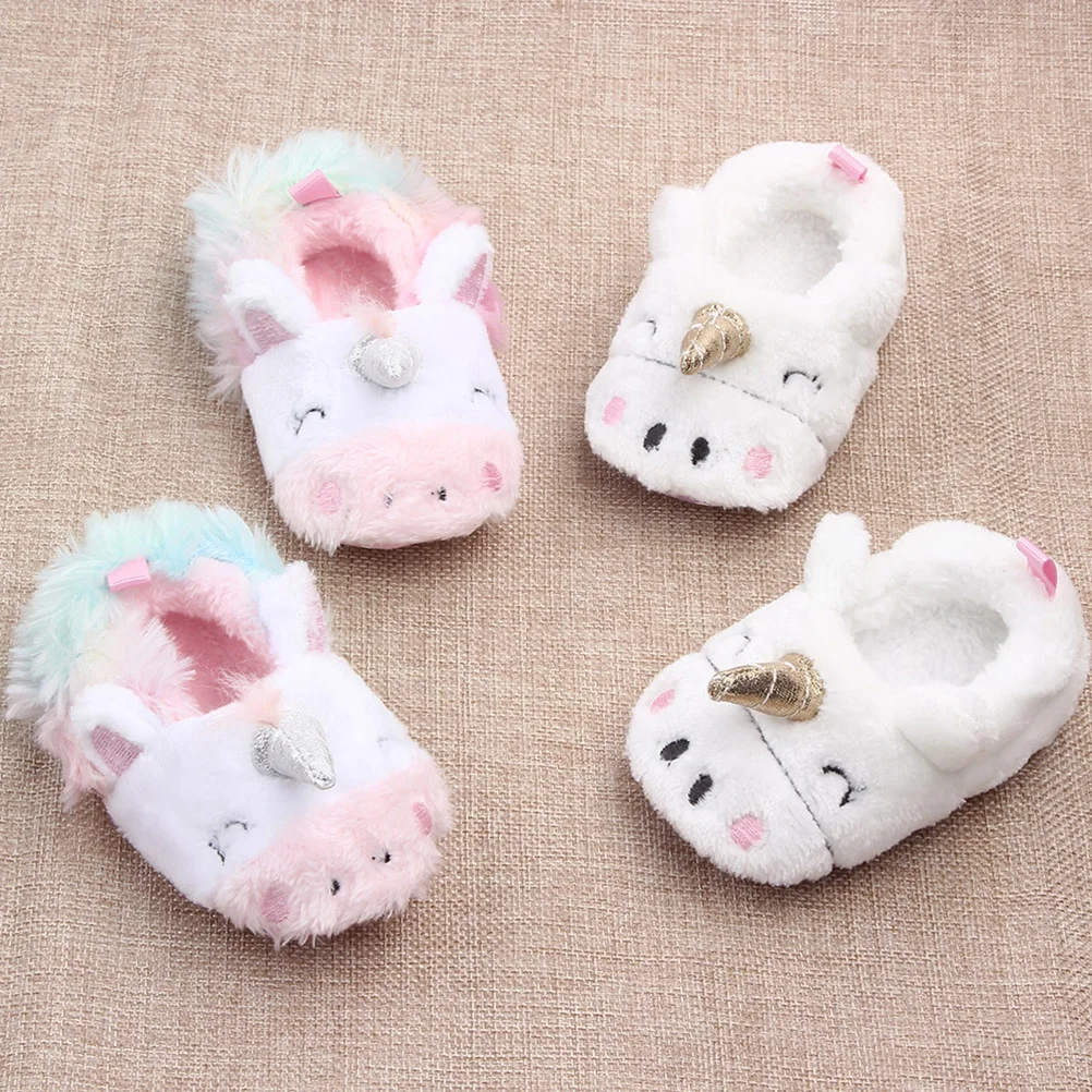 Baby Indoor Warm Cotton Shoes Autumn Winter Toddler Shoes for Babies Aged from 0 to 1 Years Old (Colorful Unicorn 10cm)