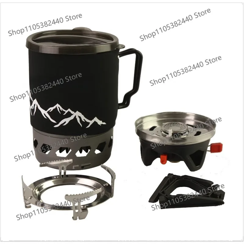 1100Ml outdoor portable camping mountaineering integrated quick-cooking gas stove camping pot set