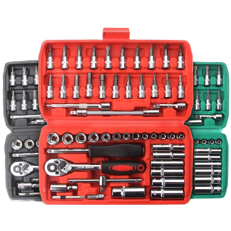 

53pcs Ratchet Wrench Set Kit Sleeve For Car Motorcycle Bicycle Repair Tools Combination Repair Wrench Socket Spanner Screwdriver