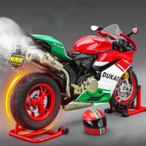 Key Start 1:9 1199 Panigale Alloy Sports Motorcycle Model Diecast Track Racing Motorcycle Model With Spray Sound Light Kids Toys