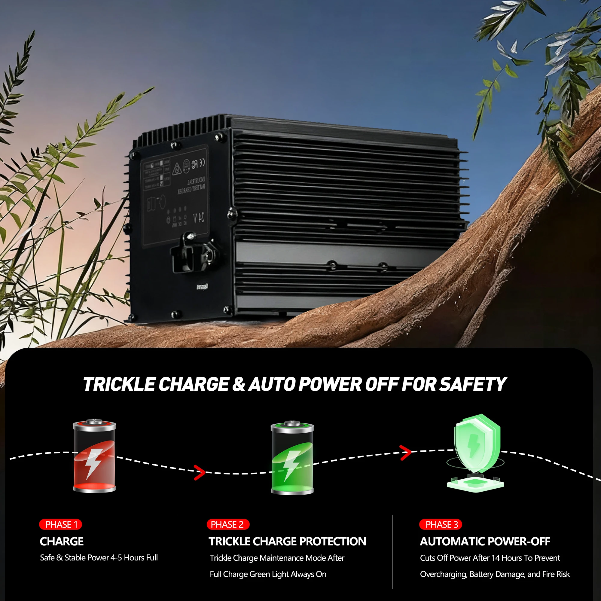 24V 25A Battery Charger for JLG/Genie/Skyjack Scissor Lift HB600 96211 105739 161827 128537, IP67 Waterproof