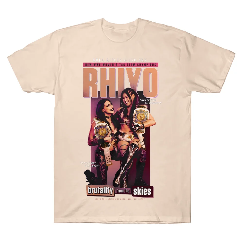 Men's Black Rhea Ripley & IYO SKY RHIYO Tag Team Champions T-Shirt Women’s Cotton High Quality T Shirts Fashion New Pattern Tees