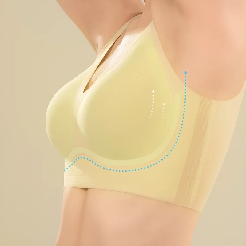 🔥 ГОРЯЧАЯ ПРОДАЖА 🔥 Легкий бесшовный бюстгальтер из ледяного шелка пуш-ап, летний дышащий бесшовный бюстгальтер из тонкого ледяного шелка без стального кольца для