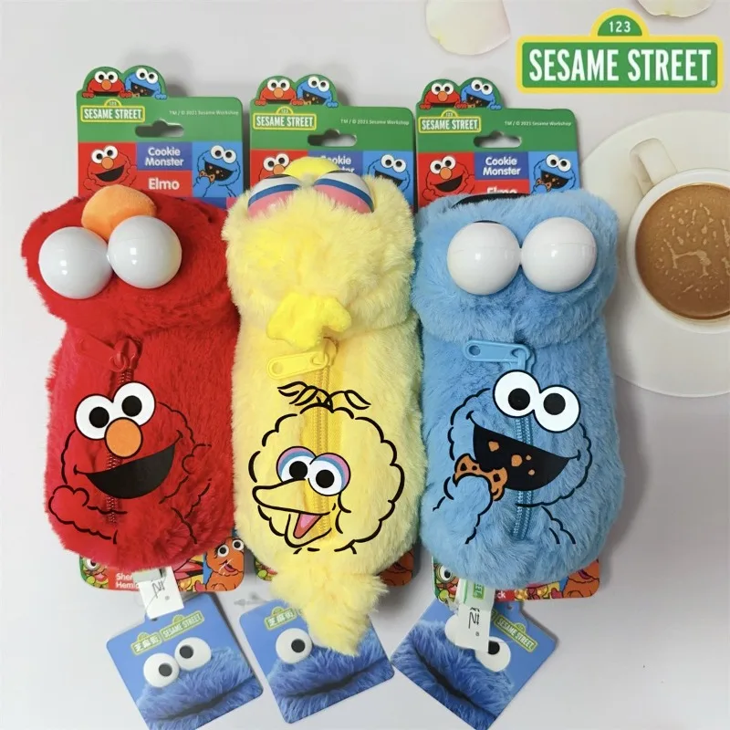 Hasbro Sesame Street Animation Peripheral Cartoon Cute Papa Coin Purse Elmo Cookie Monster Big Bird Toy Storage Bag Wholesale