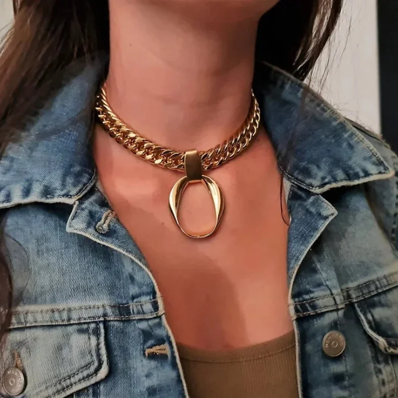 Punk Style Massive Chain Necklace Women's Thick Chains on The Neck Men's Jewelry Choker Goth Grunge Accessories