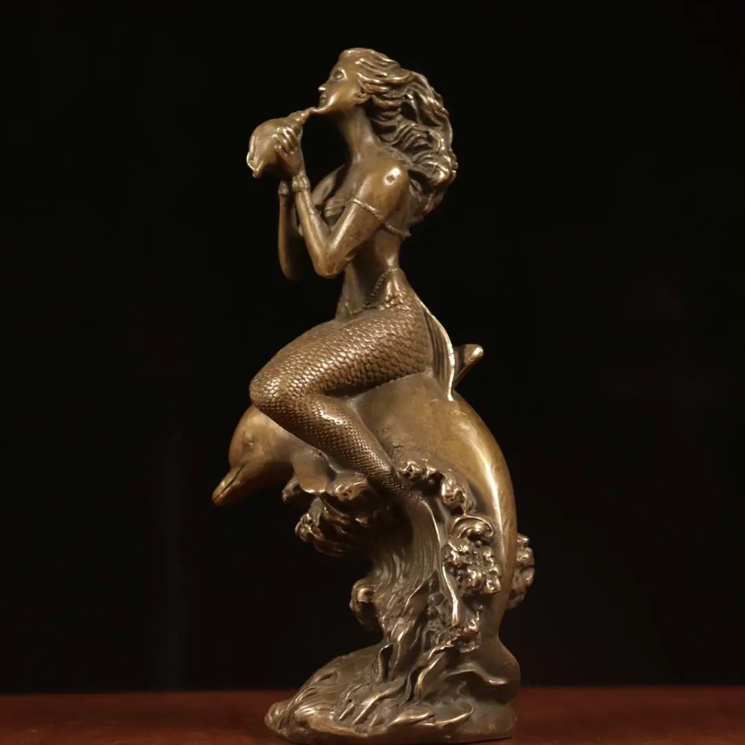 Conch dolphin mermaid fish Statue Sculpture Figurines Home Garden Decoration Statues For House