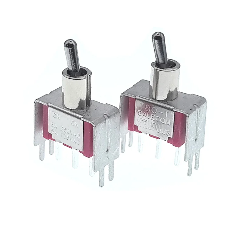 1PCS T8013-TNCQ-S20 Toggle switch T80-T Series Vertical Right Angle 3Pin on-on 2position With Bracket SPDT PCB