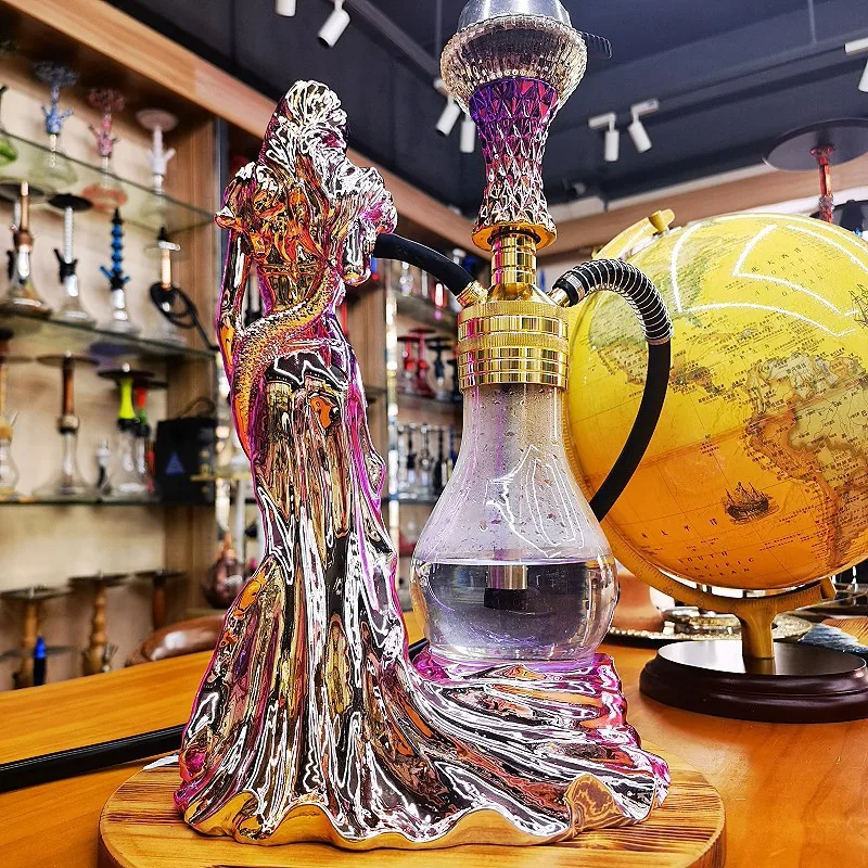 

Arab shisha, colorful Muse shape shisha, craft resin beautiful woman snake luminous hooka