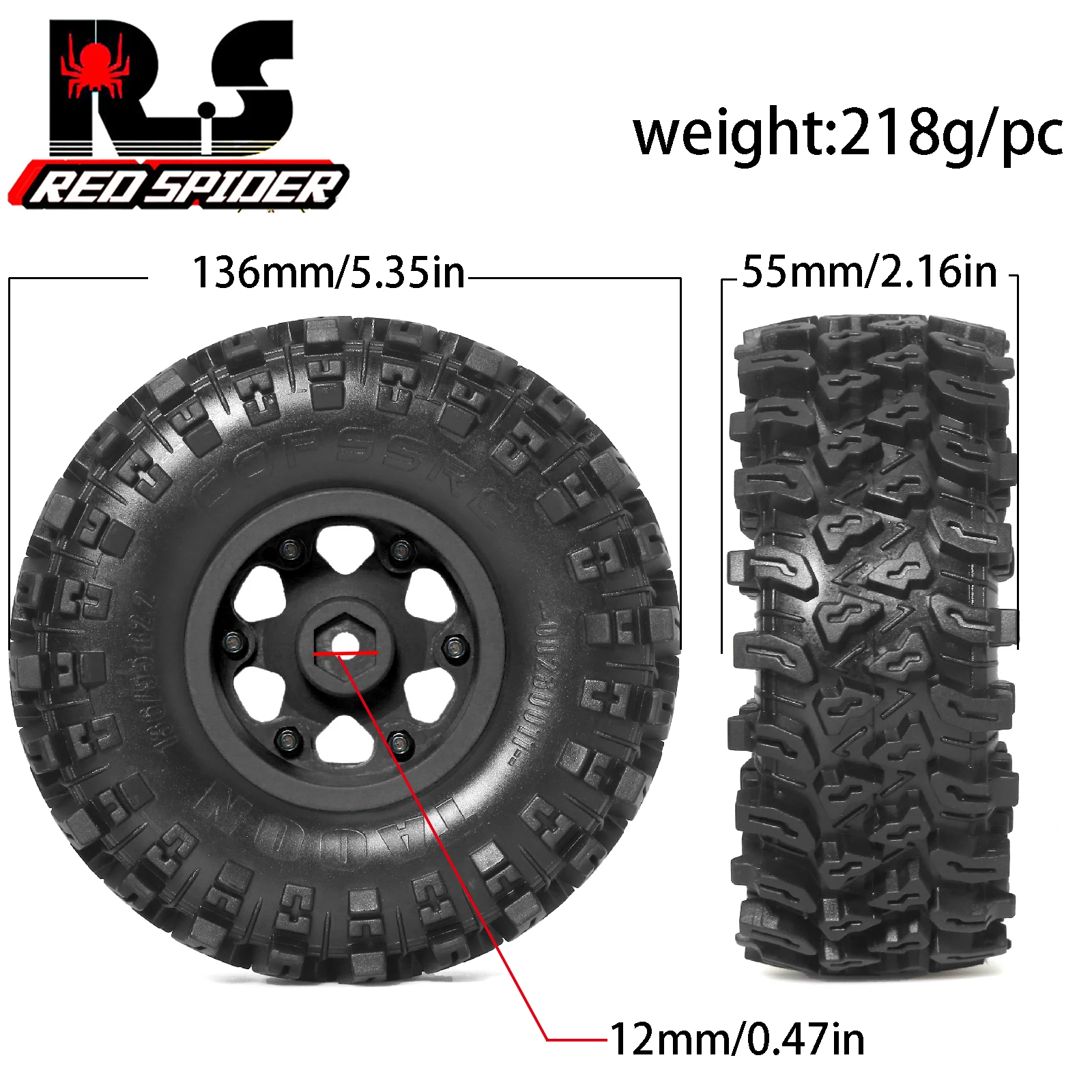 2.2 ビードロック ホイールとタイヤ セット (4 個) プラスチック ホイール オール タイヤ タイヤ。1/10 クローラー車軸 SCX10 90047 D90 TF2 CC01 TRX4 用