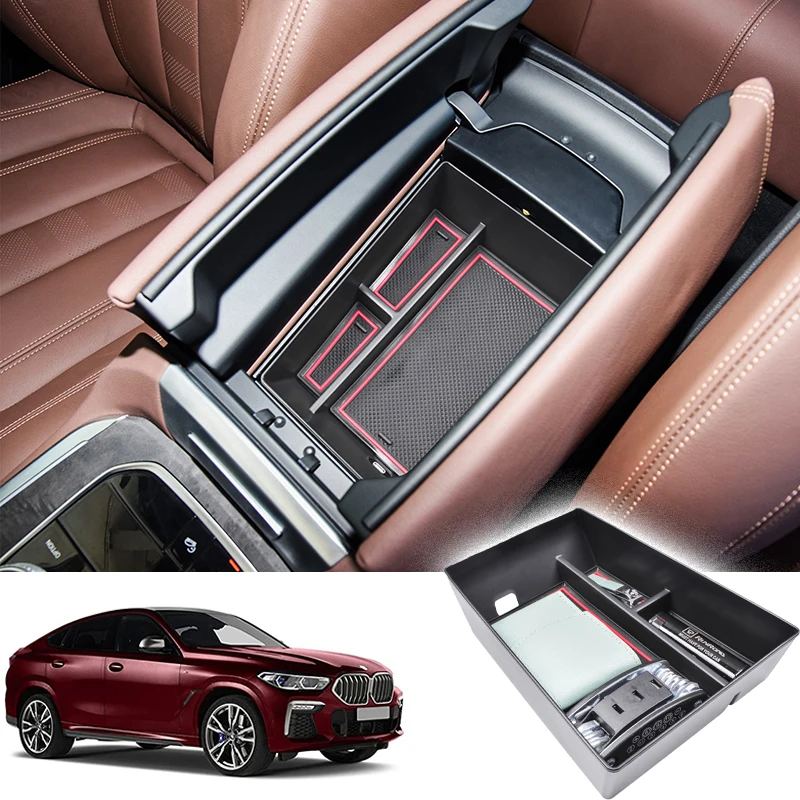 Compatible For BMW X5 G05/ X6 G06/ X7 G07 2023 2022 2021 2020 2019 Center Console Organizer Tray Armrest Box Auto Interior