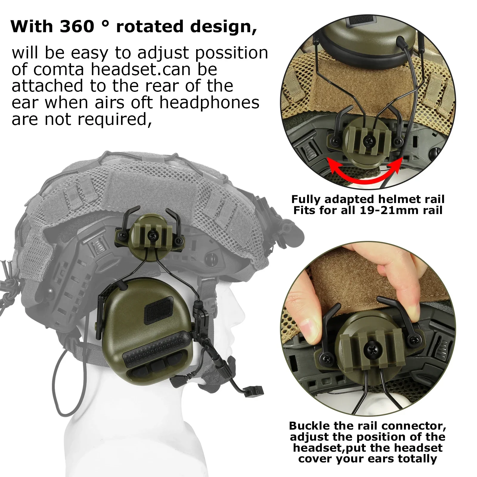 ARM NEXT F20 Tactical Headset & PTT Adapter Set Suitable for KENWOOD Radio Communication Shooting Noise Clearance Earmuff