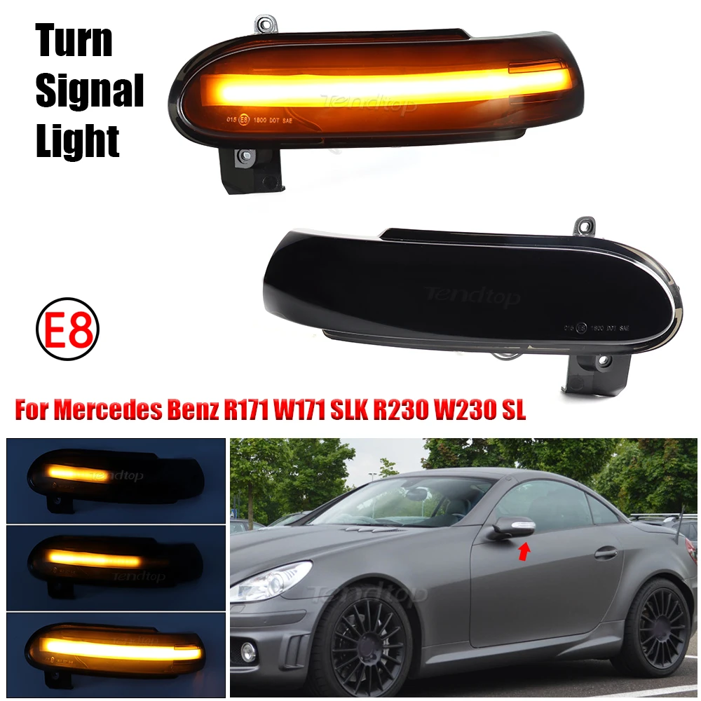 2pcs Car LED Dynamic Turn Signal Lights Side Mirror Blinker Indicator  For Mercedes-Benz W171 R171 SLK R230 W230 SL