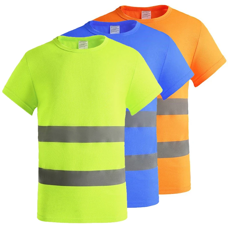 

Reflective Safety T Shirt Polycotton Quick Dry High Visibility Short Sleeve T-shirt for Men Work Shirts Hi Vis Workwear