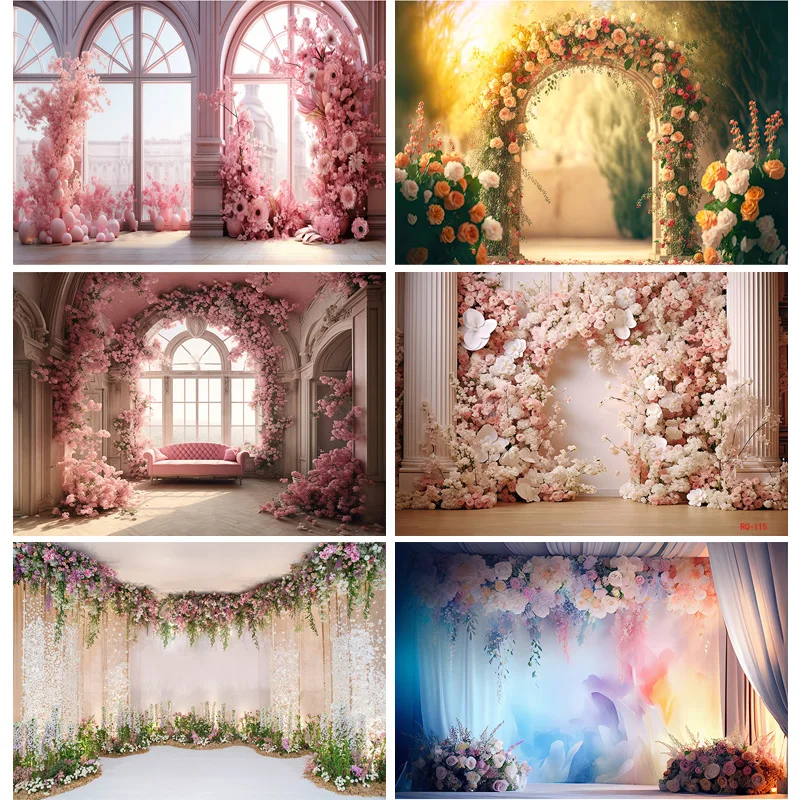 SHENGYONGBAO Wedding Interior Decor Abundance Of Flowers Background Valentine\'s Day Love Studio Photography Backdrops RQ-24