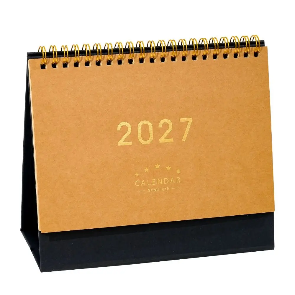 Fashion Multi-function 2027 Desk Calendar Standing Monthly Layout Coil Calendar Planner Scheduler Office Planning