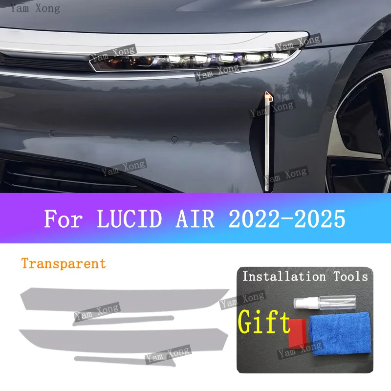 

For LUCID AIR Exterior Front Lamp Transparent Protective Film Headlight Light Black Anti-Scratch Film Golden Wrap Cover Sticker