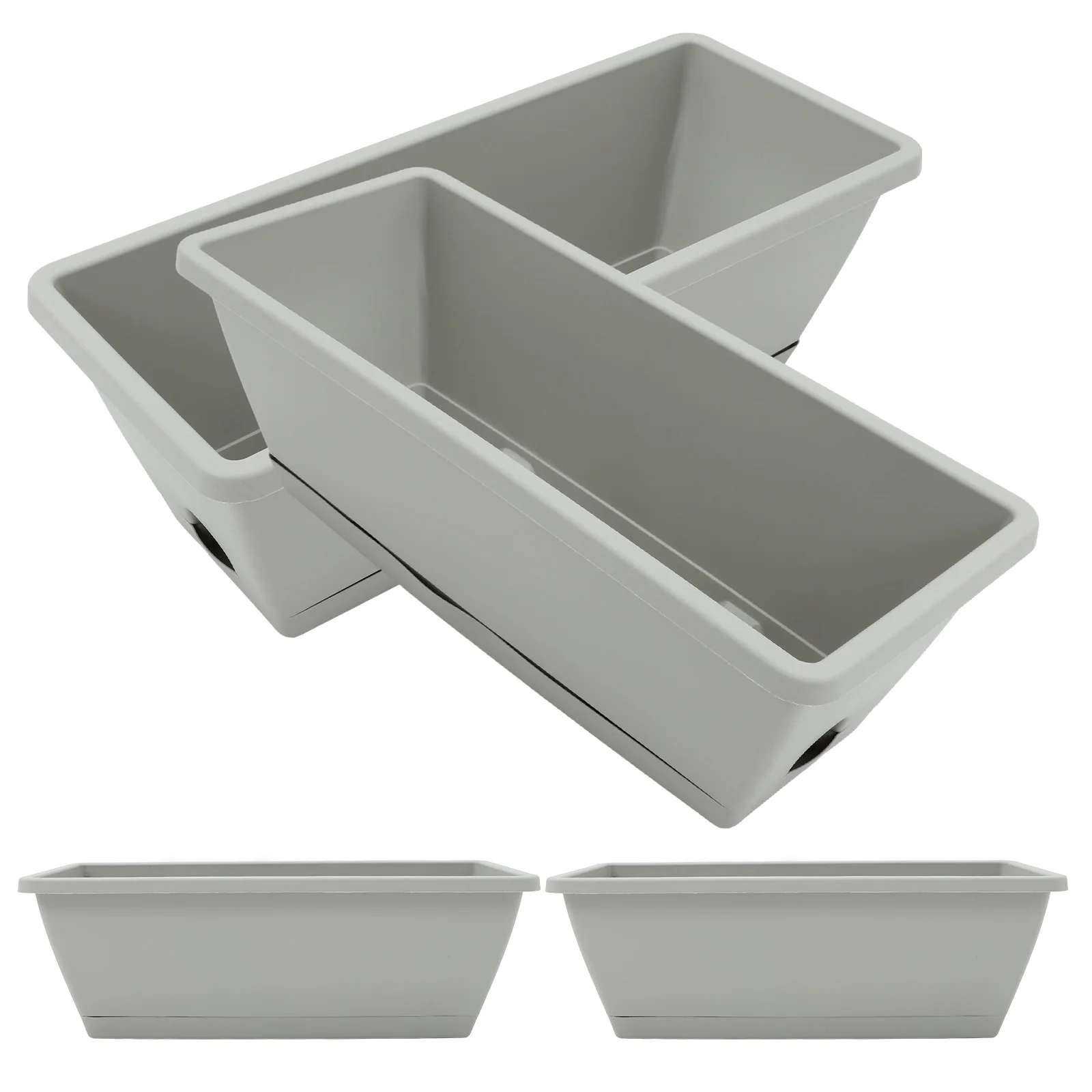 

4 set Large Rectangular Planters Flower Pots for Garden Vegetable Window Box Succulent Container Plastic Resin Material Indoor