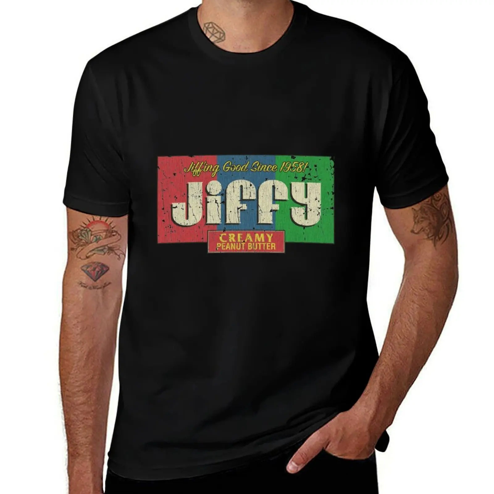 Camiseta con efecto Mandela Jiffy Peanut Butter 1958, camiseta para hombre, camiseta de verano, camisetas informales para hombre, camisetas gráficas