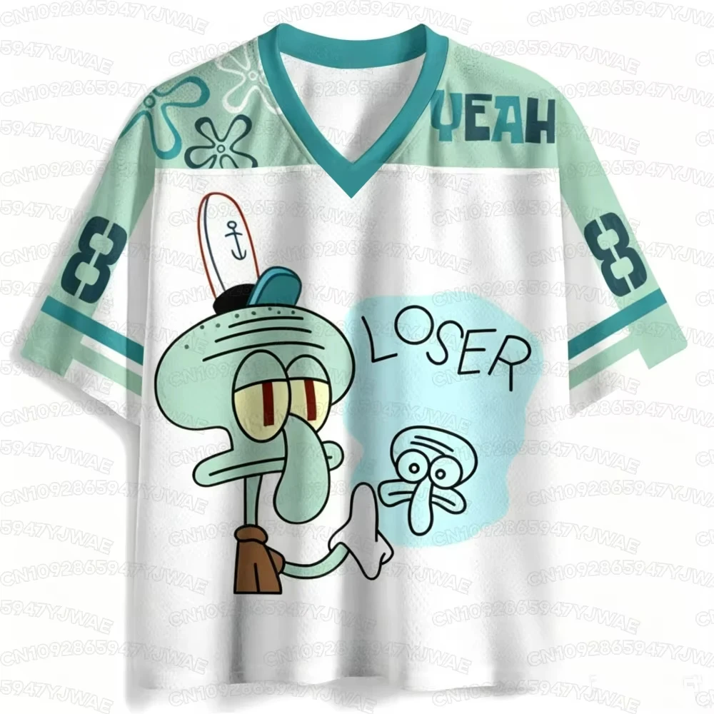 2026 Sommer Herren- und Damen-Kurzarm-T-Shirt mit Thaddaus-Cartoon-Print, schnelltrocknend, V-Ausschnitt, lässiges Kinder-T-Shirt-Oberteil – Detail 7