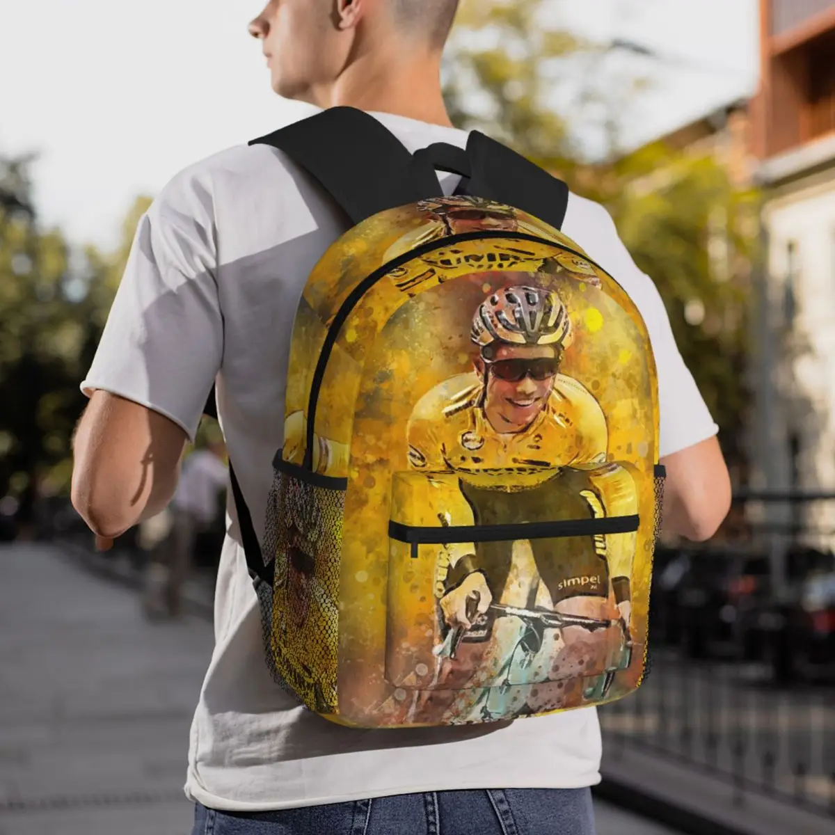 Wout Van Aert بلجيكا العلم المراهقين حقيبة ظهر الطالب حقيبة مدرسية المشي لمسافات طويلة السفر Daypack للرجال النساء حقيبة الكتب الموضة حقائب الكتف