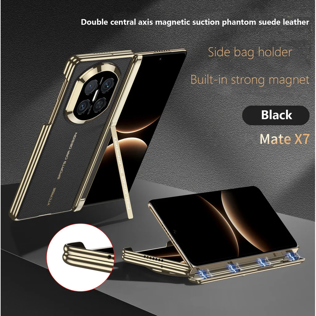 

Phantom Leather Case For Huawei Mate X7 MATEX7 MateX7 5G Plating Magnetic Folding Hinge Bracket Protective Cover