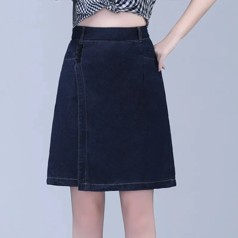 

2024 Spring Summer New Fashion Short Thin Five Score Denim Skirt Female Loose Casual Wide Leg Jeans High Waist Shorts Women W471