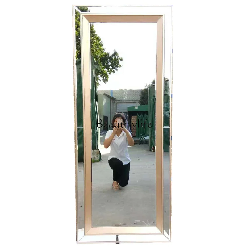

Nordic square full body floor mirror floor-to-ceiling wall hanging light luxury wall-to-wall mirror