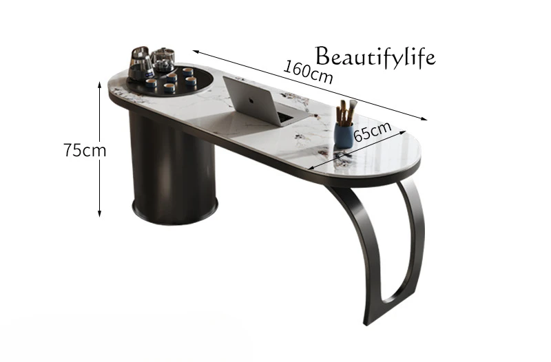 

Italian medieval rock slab tea table and chair combination household kettle integrated tea table