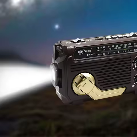 Solar Powered Hand Cranked Radio Multifunctional Radio Amplitude Modulation Radio FM/AM/SW Radio Emergency Flashlight PX-777
